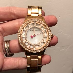 Betsey Johnson gold bling watch
